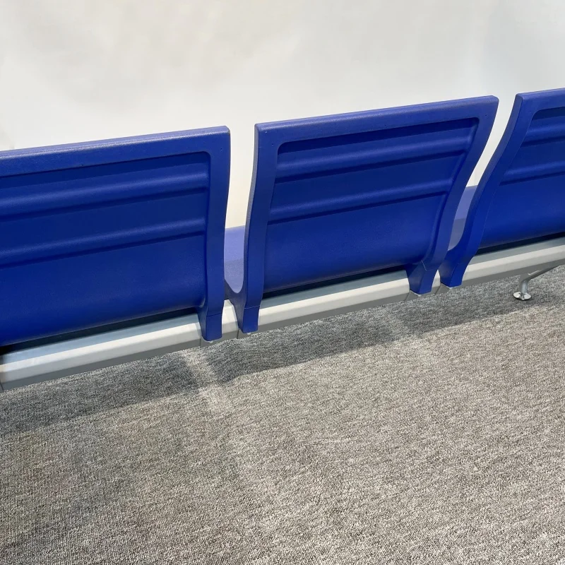 Aluminum alloy hands and feet 5 seats reception chair, light blue airport chair, hospital polyurethane (PU) waiting chair