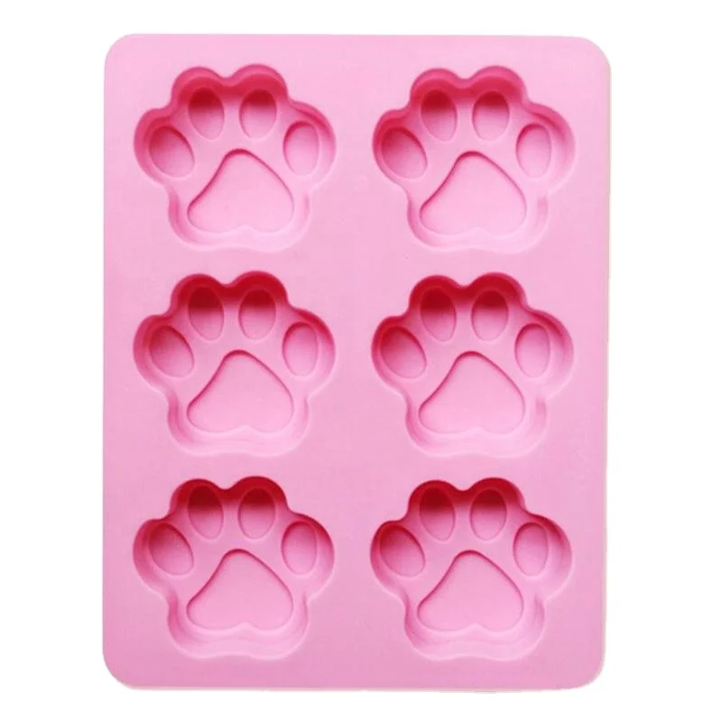 1Pc Cute Pet Cat Dog Paws Silicone Mold 6 Holes Chocolate Cake Cookie Candy Mould DIY Baking Mold Handmade Soap Molds