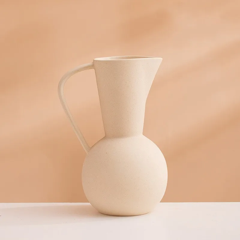 High Quality Ins Popular Ceramic Vase Kettle Decoration Modern Living Room Dining Table Orange Jug Vases