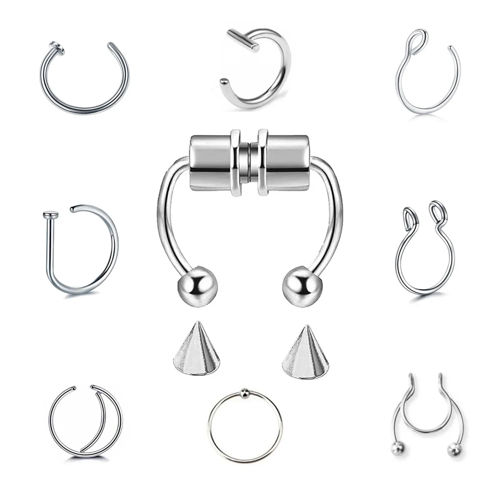 customizable Labret nipple Belly toe Belly button septum Fake nose rings Clip earringsfor women piercing jewelry