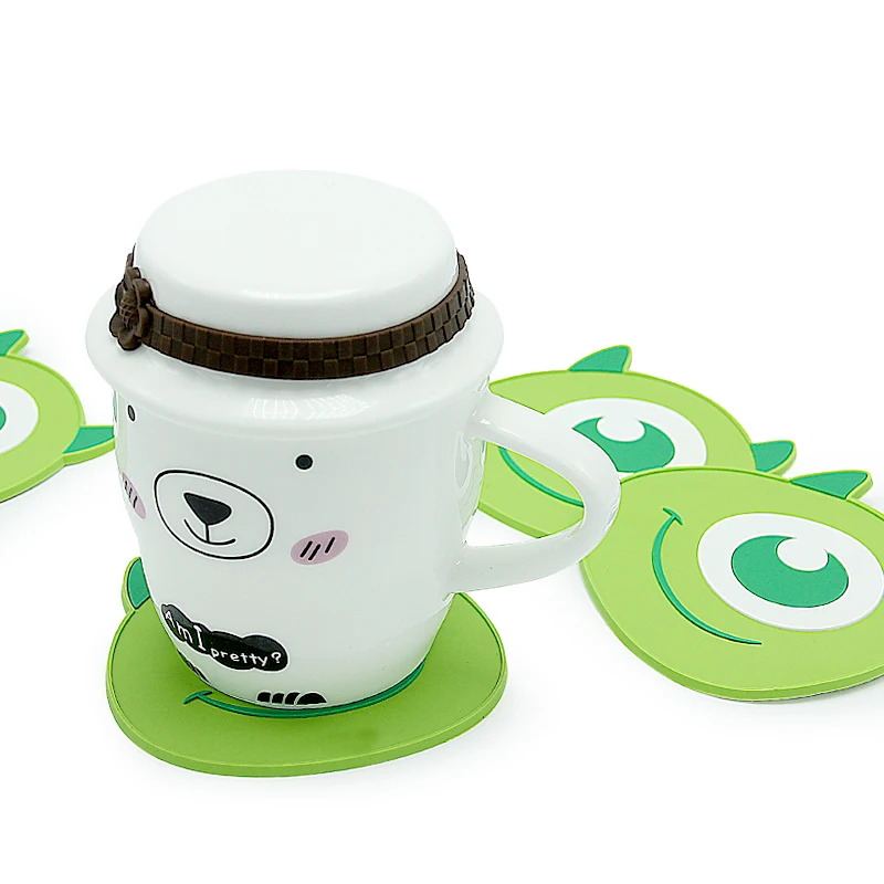 Custom Design Pvc Silicone Coasters Cute Cartoon Coffee Cup Pad Rubber Soft Pvc Silicone Cup Coaster