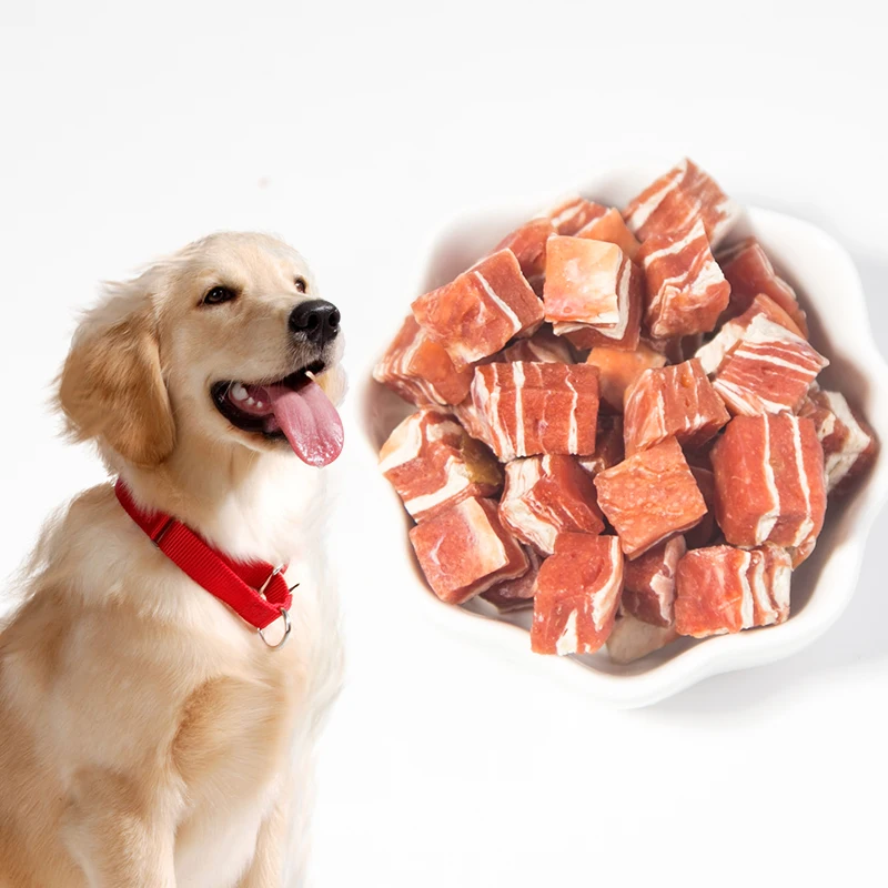 Factory Custom Dog Treat Healthy High Protein Pet Dry Food OEM Snowflake Beef Cubes For Pets