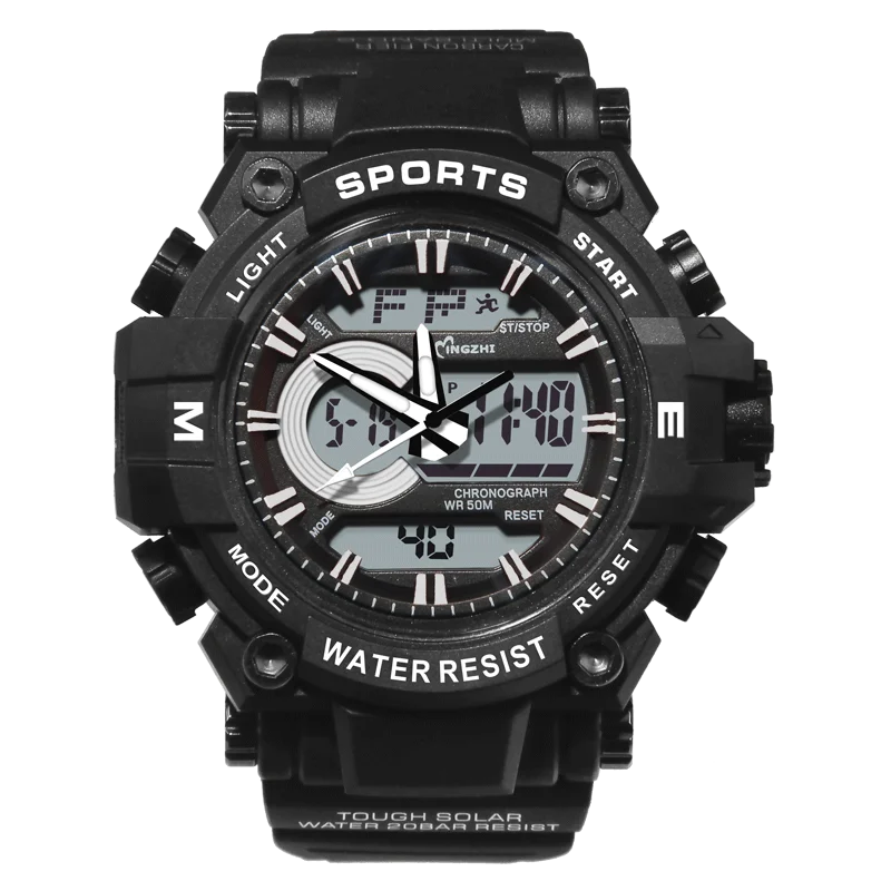 Chronograph calendar wrist watch digital, digital with analog watch, 5atm waterproof digital watches
