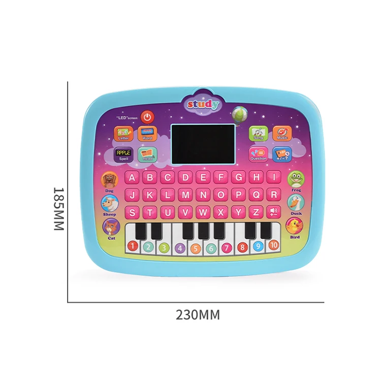 Intelligent Educational Laptop Toy Kids LED Tablet Smart Learning Machine Musical Function 2-4 Years Encourages Reading