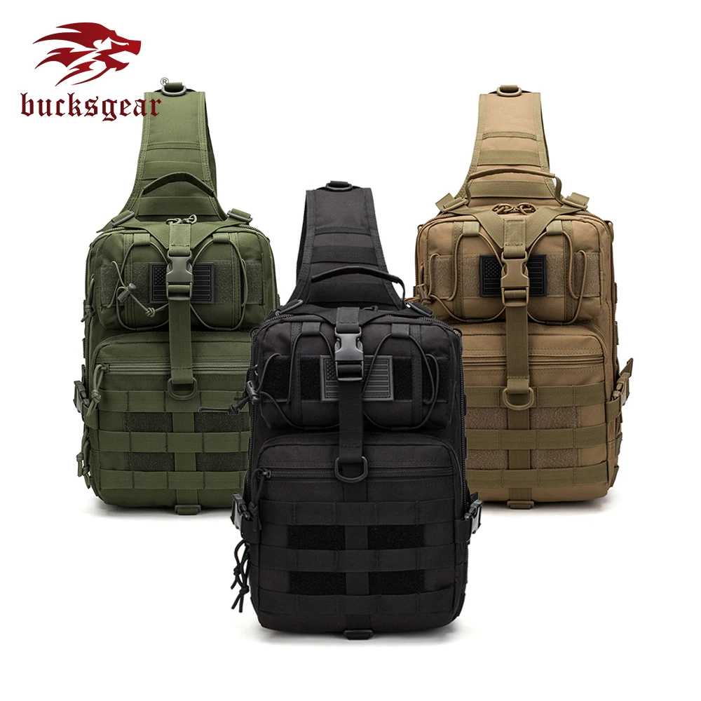 Фабрика Bucksgear под заказ Oem Водонепроницаемая Полиэстеровая сумка через плечо, тактическая нагрудная сумка для мужчин