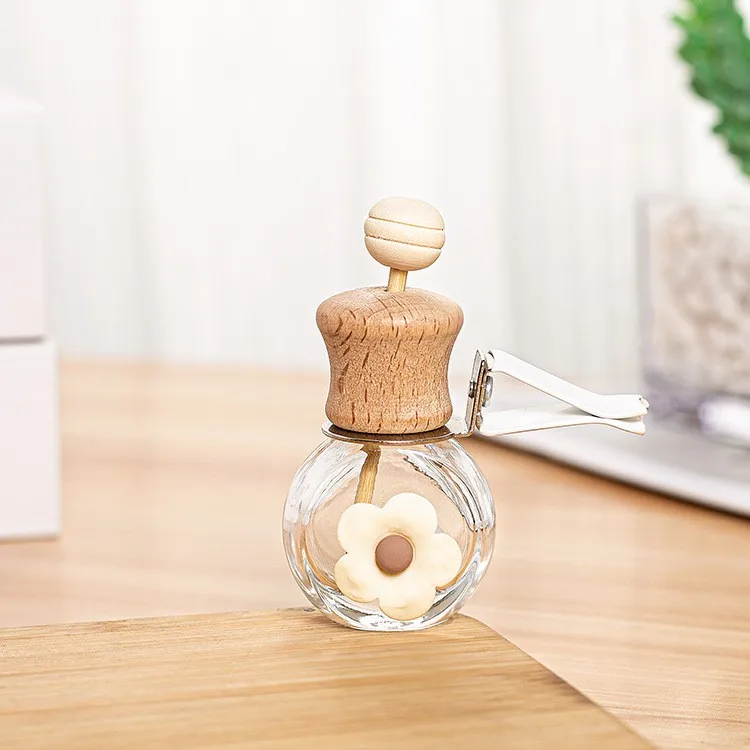 Hot sale clear 10ml portable small device car perfume glass bottle Auto Fragrance Aromatherapy Diffuser