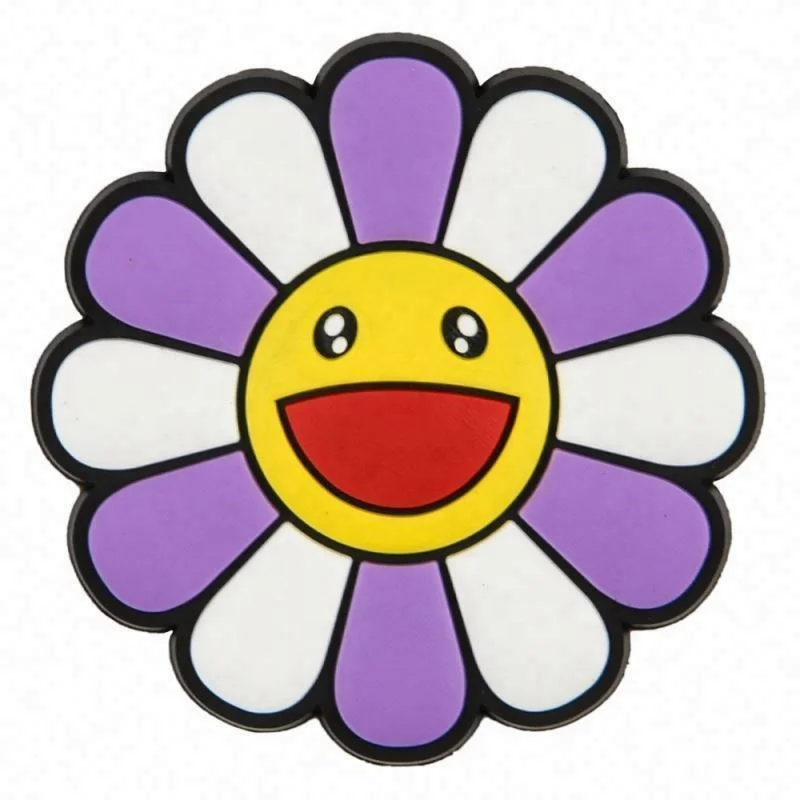 QY OME cartoon PVC rubber murakami Shoe Charms Accessories buttons for kids Shoe Decoration Accessories sunflower shoe charms