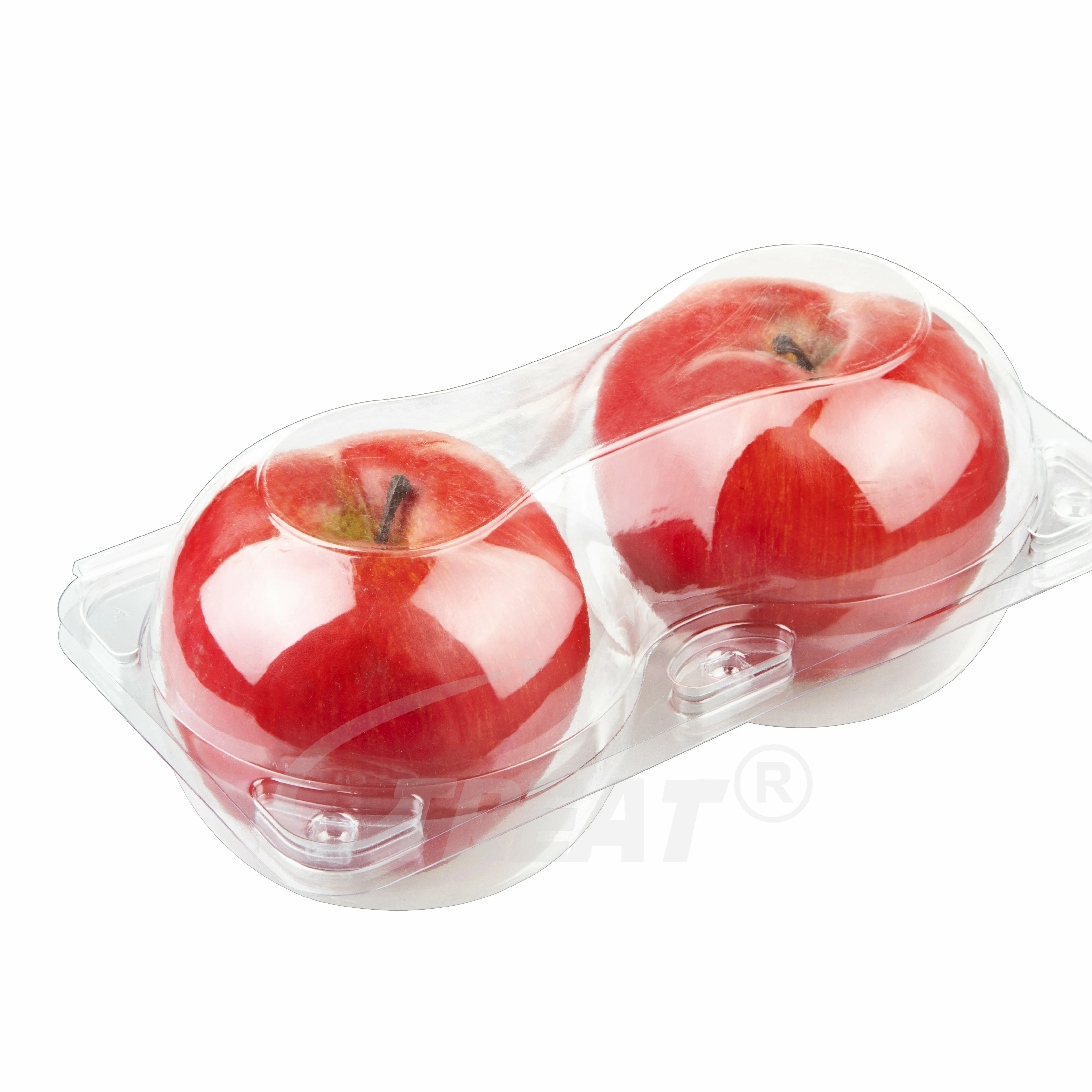 Two-Piece Plastic Clamshell Packaging Box for Apple Storage Elegant Apple Container