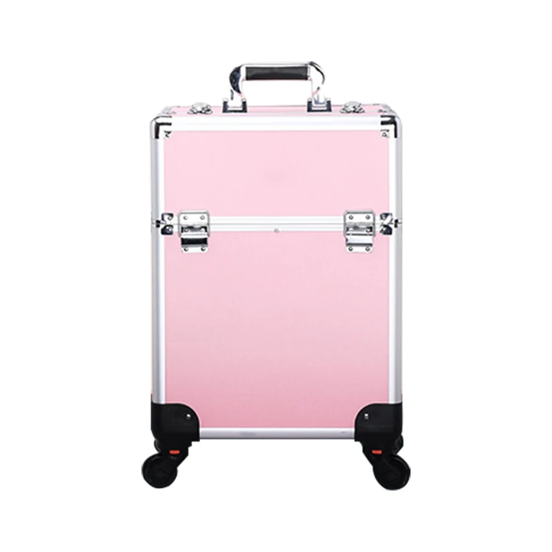 Customized Wholesale Professional Pull Rod Makeup Box Nail Tattoo Hair Storage Box With Makeup Artist Tools Aluminum Box