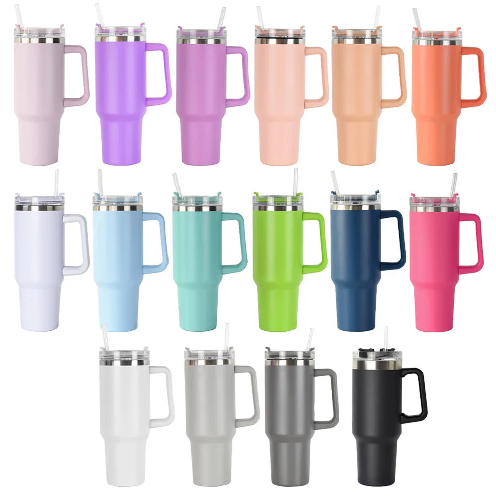 Drink Bottle Stanley Cup 40 Oz Travels Car Stanley Cup With Handle Stainless Steel Insulated Beer Coffee  Tumblers With Straw