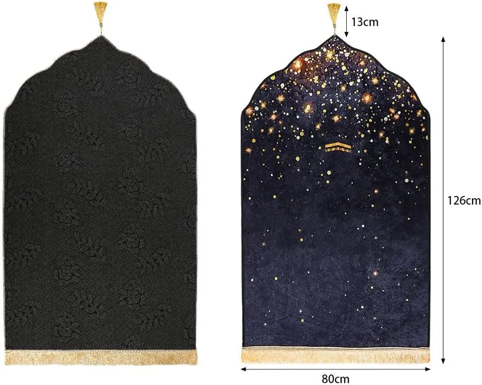 Muslim Prayer Rug Prayer Mat Islamic Turkish Praying Rug Carpet Thick Soft Flannel Janamaz Sajadah Ramadan or Eid Gifts
