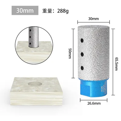 20mm Vacuum brazed diamond milling cutter finger bit for granite marble ceramic