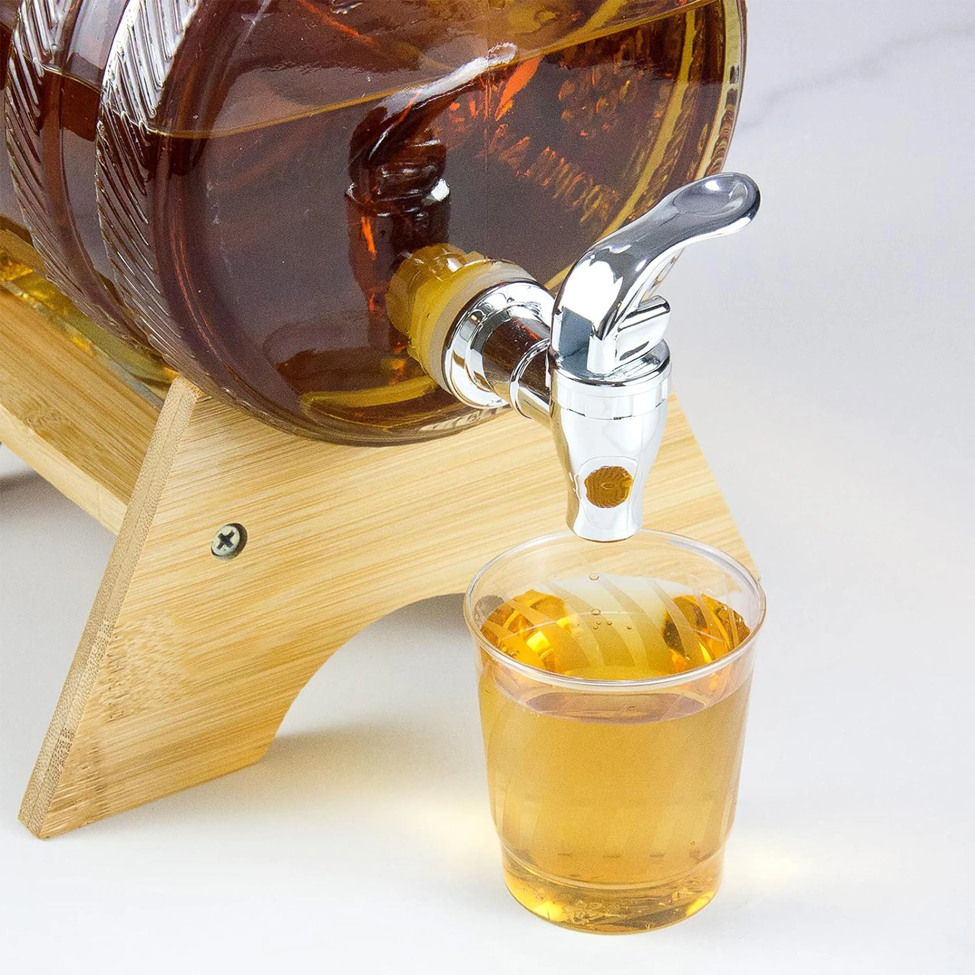 Bamboo Drink Dispenser Stand Apply to Drink Dispenser Barrel Thickened Glass Sealed Wine Jar Dispenser