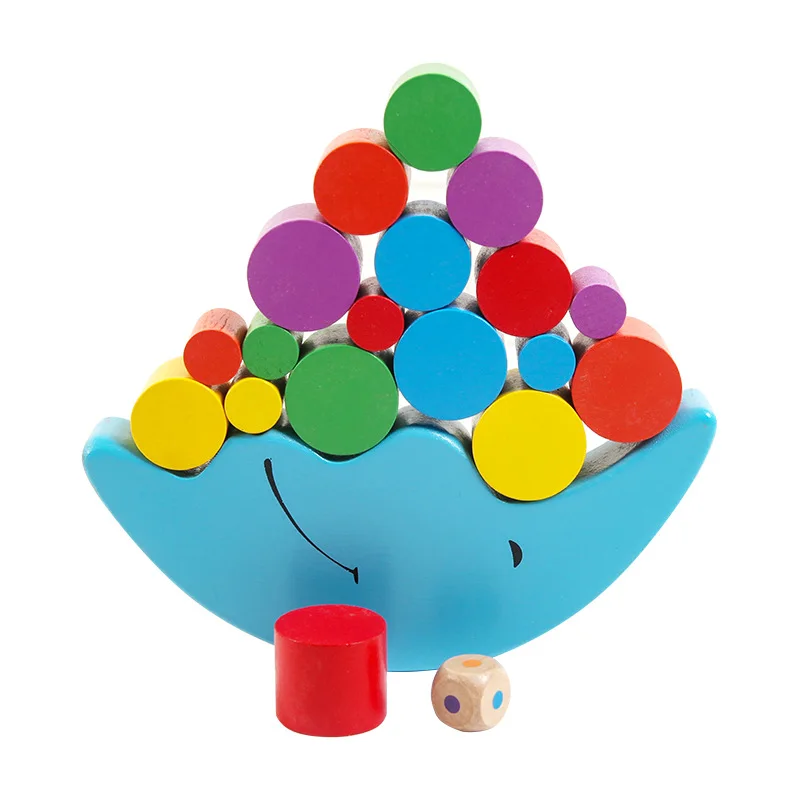 Building Block Toys Children Early Education Puzzle Stack Tower Wood Balance Board Wooden Moon Balance Game