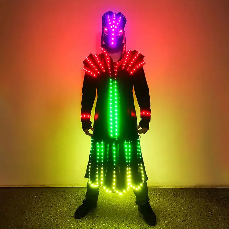 LED Suit & Helmet Illuminated Luminous Performance Stage Costume Bar & Clothes for Graduation & Event