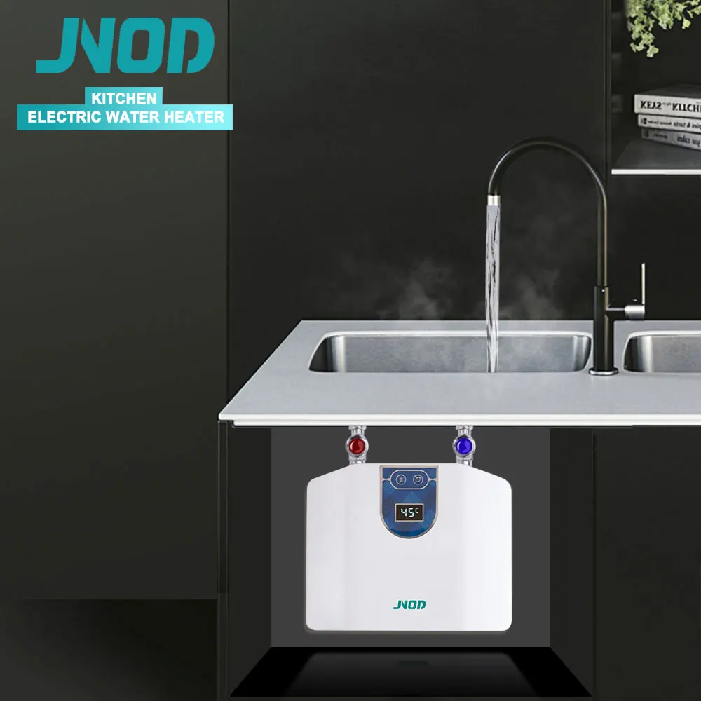 JNOD Kitchen Bathroom Mini Electric Instant Electric Hot Water Heater Tankless for Shower