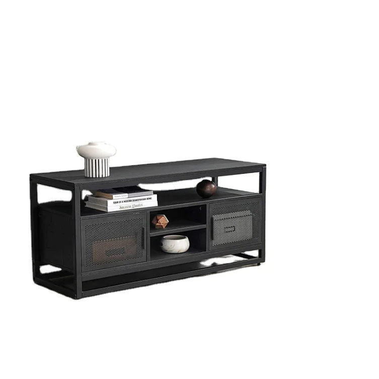 Modern Design Professional Living Room Furniture Desktop TV Stand Black Industrial Console Cabinet