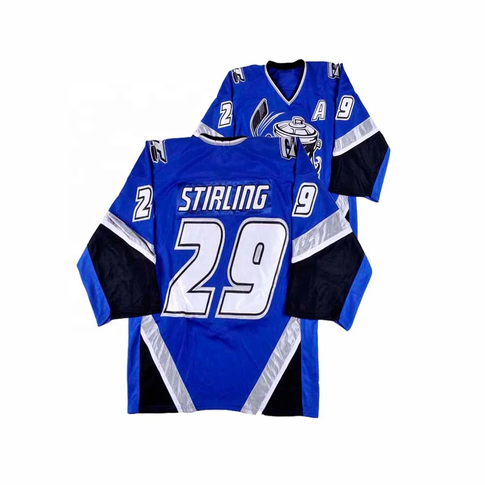 Custom DT  Danbury Trashers 2004-05 Jersey Black White Blue Full Tackle Twill custom hockey Jersey