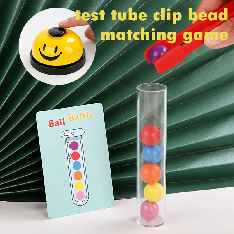 3 in 1 Montessori Sensory Toy For Children Test Tube Clip Bead Elimination Game Fine Motor Training Education Rainbow Wooden