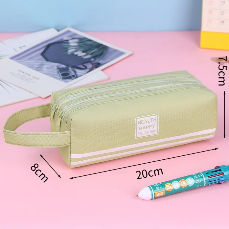 Large-capacity pencil case with handle creative and multifunctional double-layer pencil case pupil pencil case