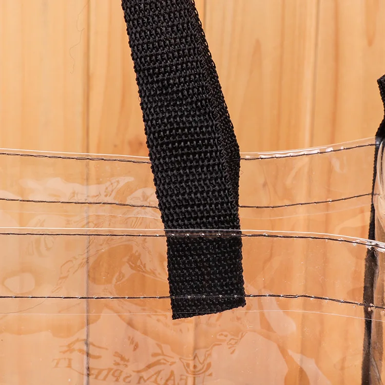 New pvc transparent plastic hand shopping bag shoulder handbag tote bags for woman plastic transparent designs logo