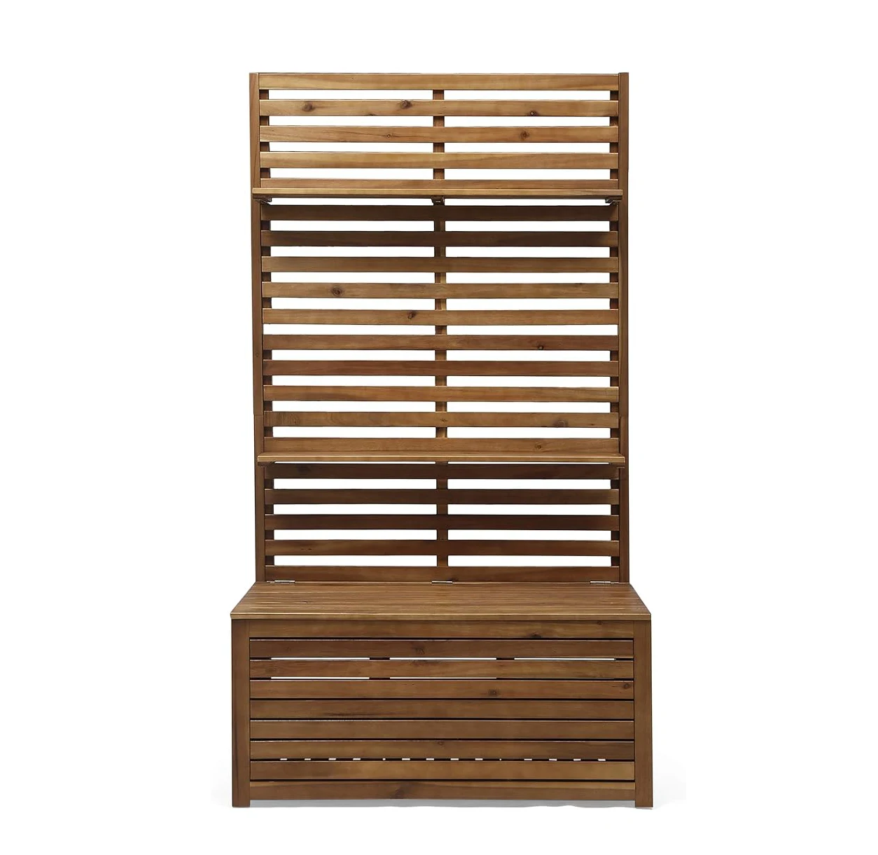 Outdoor wooden hall tree with teak veneer