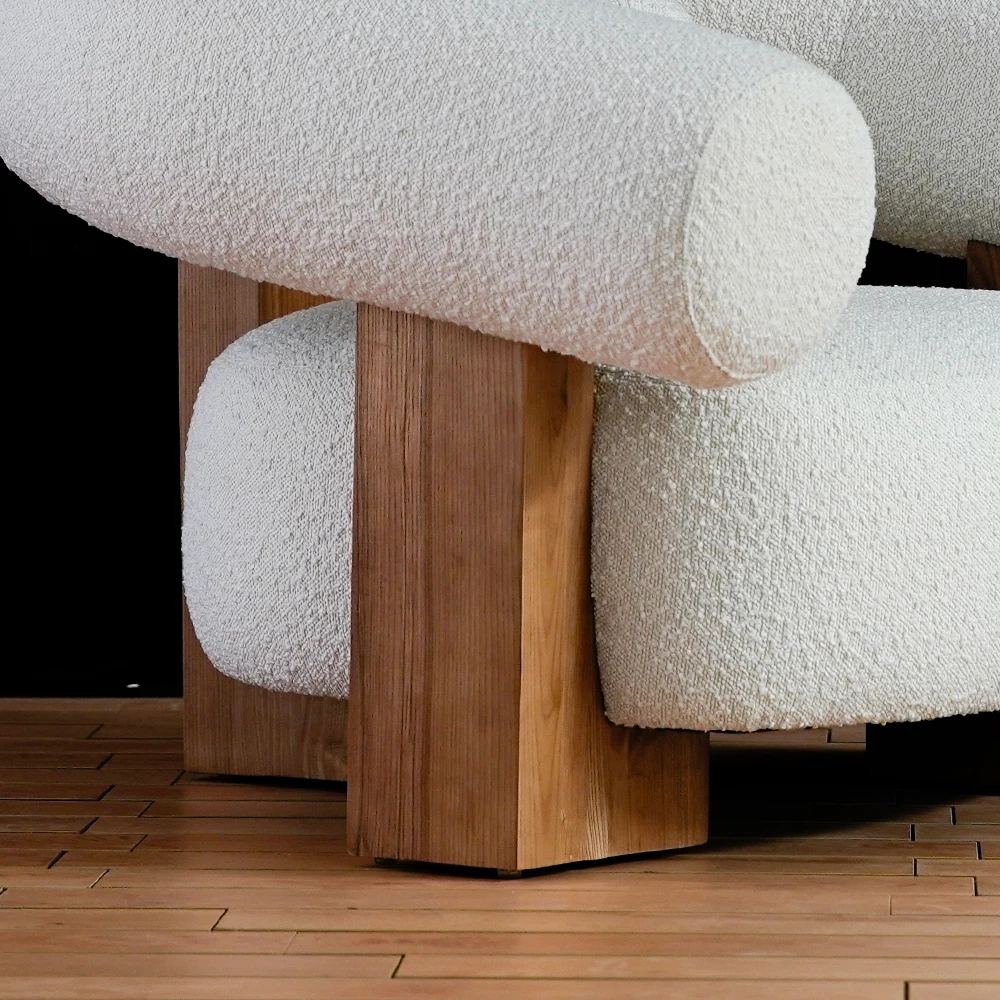 MIGLIO 5792 | Nordic Leisure Living Room Chair Home Furniture Ash Wood Armchair Modern Lounge Accent Hotel Lobby Sofa Chairs