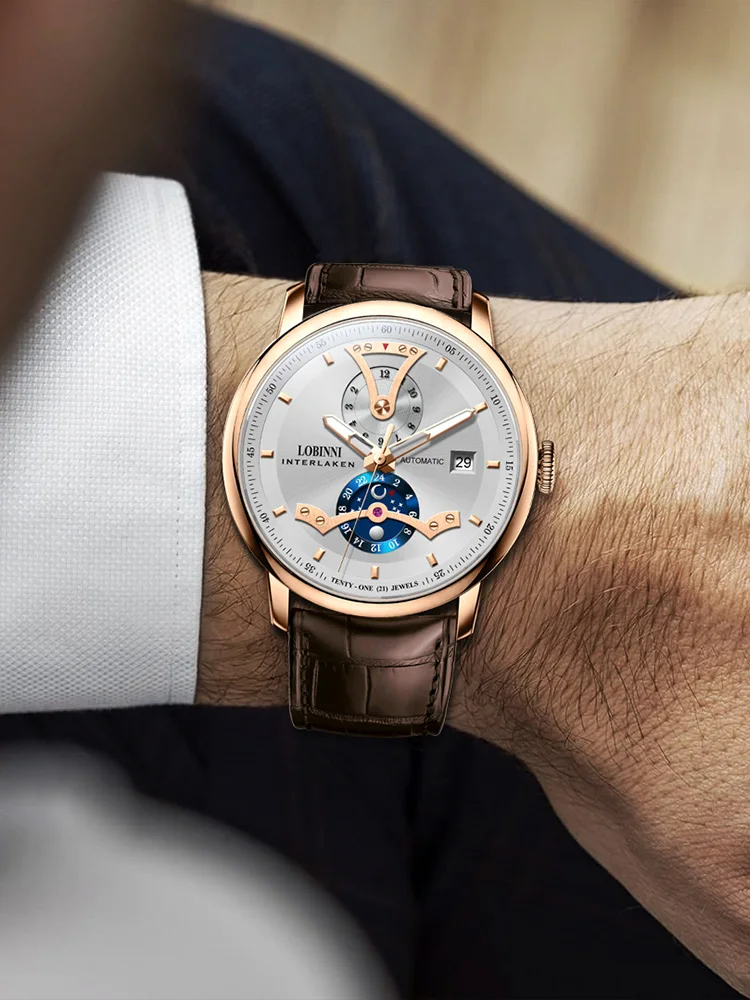 Роскошные автоматические часы LOBINNI уникальный дизайн наручные мужские Armbanduhr 2020