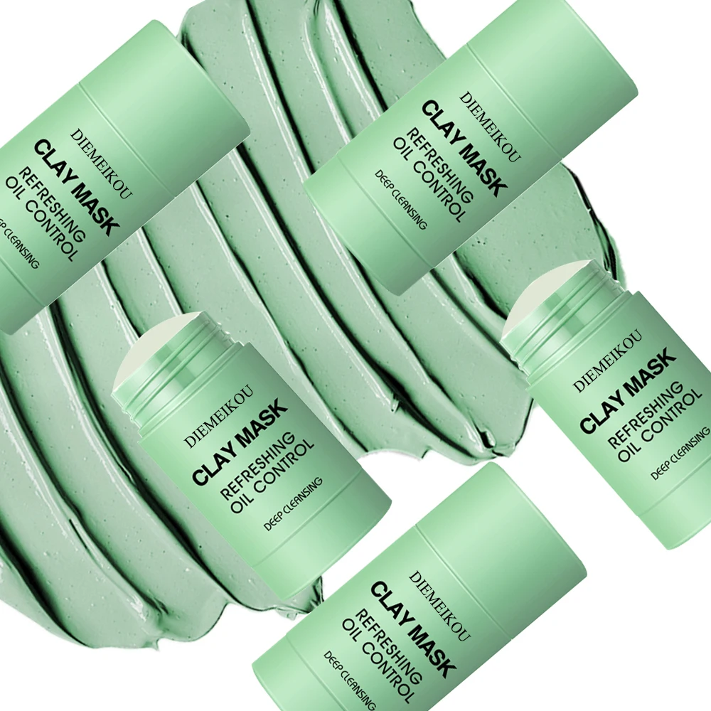 Green Mask Solid Mud Face Whitening Skincare Oil Control Facial Purifying Anti-acne Organic Vitamin Green Tea Clay Mask Stick