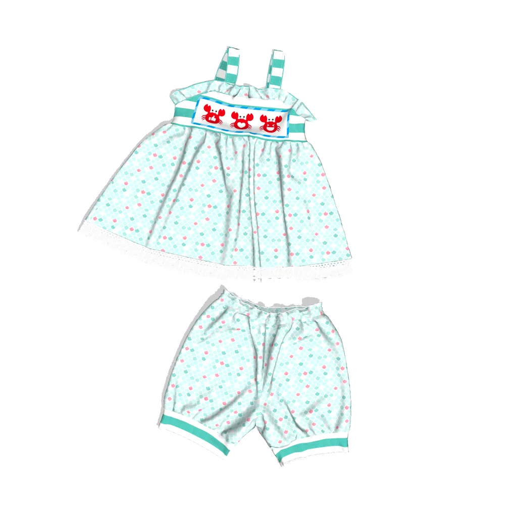 
Wholesale Remake Boutique Smoked Kids Clothing Girls Cotton Floral Printed Baby Girls Dress Designs 