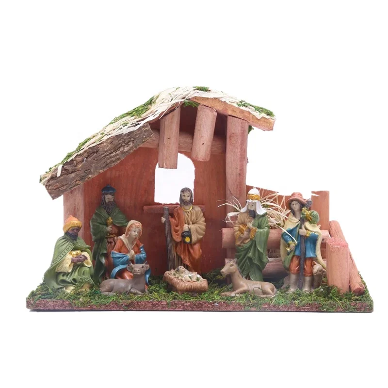 Nativity Figurine Set Delicate Beautiful Exquisite Durable Desktop Decoration Nativity Jesus Manger Set for Home Office School