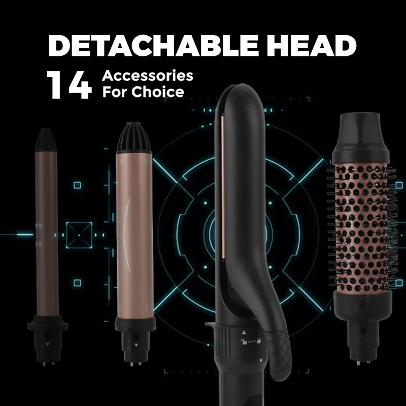 Interchangeable Wand Head Multifunctional Hair Curling Iron With Hair Straightener Brush Professional Ceramic Hair Curler