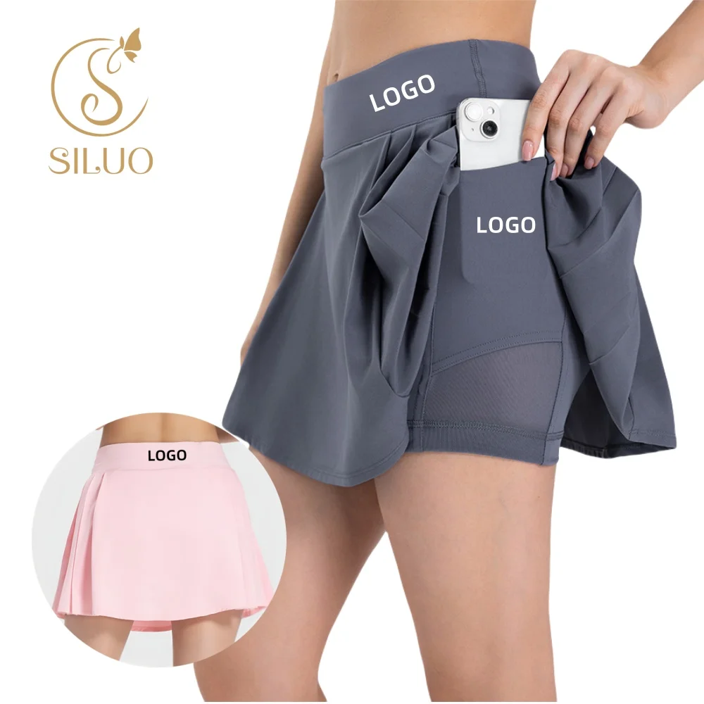 SILUO New design lulu tennis skirts custom size xxxl womens golf skirts Pleated sports Skirt with pockets