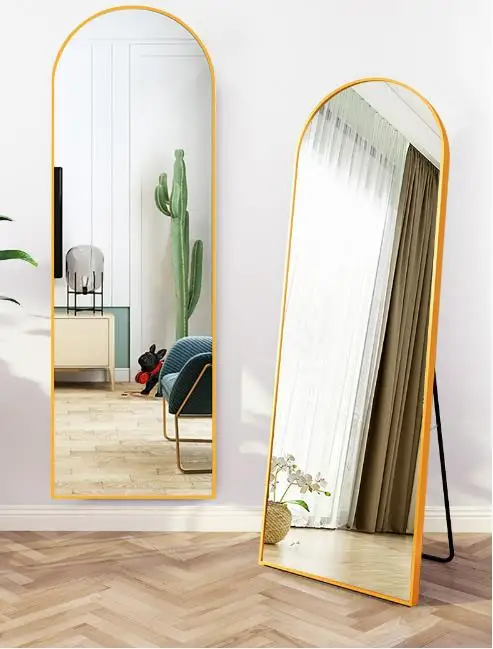 Custom Aluminium Frame Stand Large arched door mirror Floor Full Long Mirror Stand Mirror