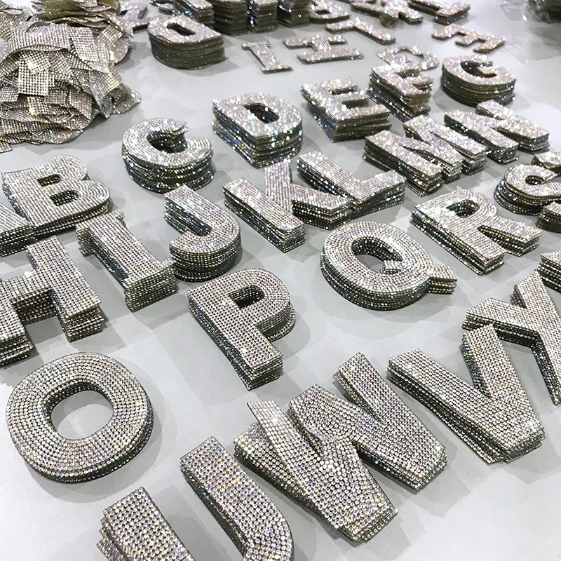 26 A-z Bling Heat Transfer Hotfix Iron On Alphabet Rhinestone Letters
