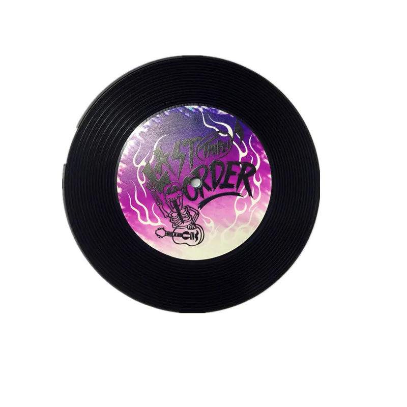 Custom label vintage style vinyl record PVC coaster, used for table heat insulation, silicone tabletop pad can print different