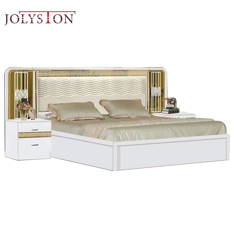 Royale Modern Mirrored Bed Furniture Set Full Size Bedroom Sets Queen Size Luxury Modern Bedroom Furniture