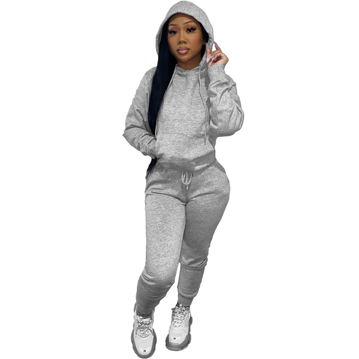 2022 Fall Women Clothes Thick 2 Piece Set Tracksuit Sweat Suits Jogger Set Two Piece Outfits Sweatpants And Hoodie Set
