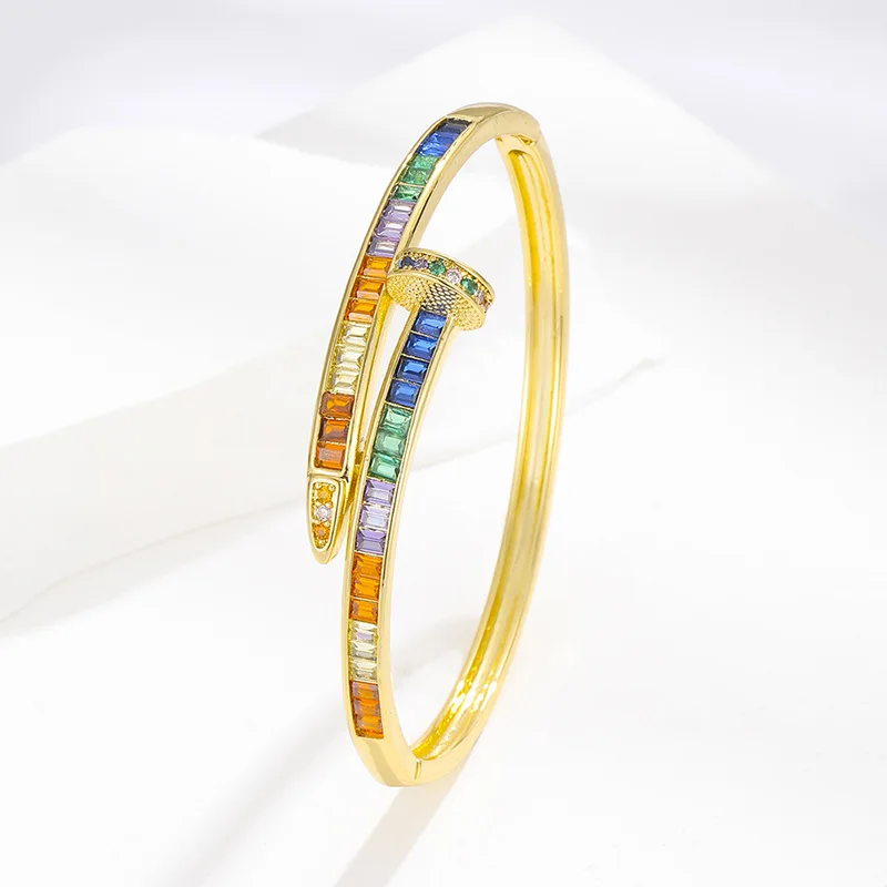 2023 Micro-Inset Zircon Nail Bracelet Female Fashion Niche Light Luxury Senior Sense Design Opening Bracelet