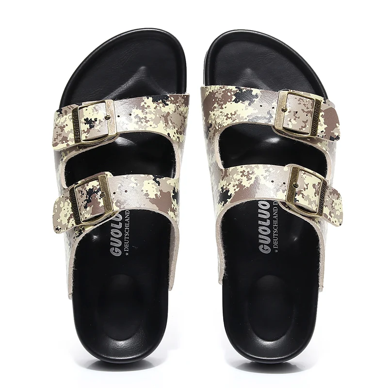summer slippers casual quality home indoor outdoor men pu leather slippers for men