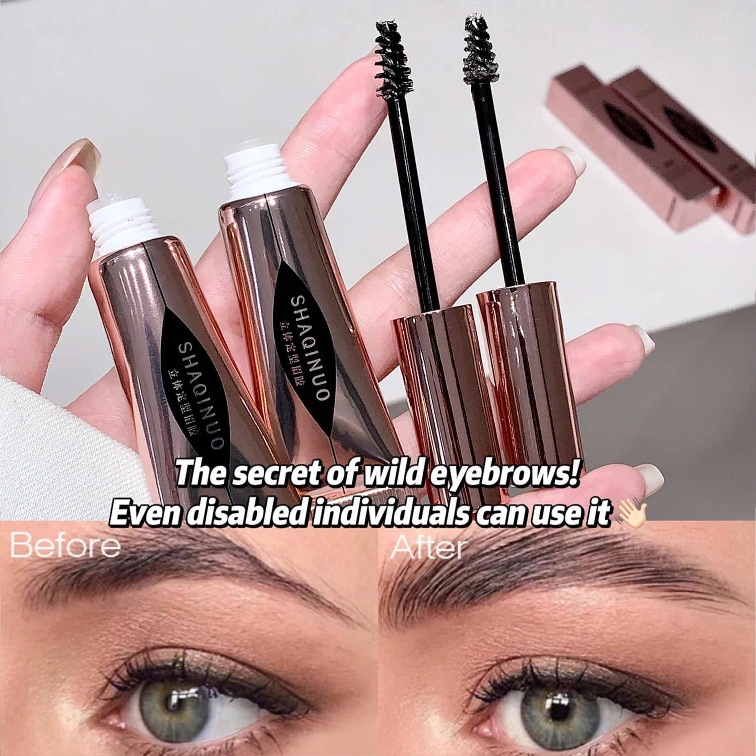 Hot Sale Clear Eyebrow Fixing Gel Brow Styling Gel Waterproof & Sweatproof Eyebrow Gel SHAQINUO Long Lasting Clear Brow