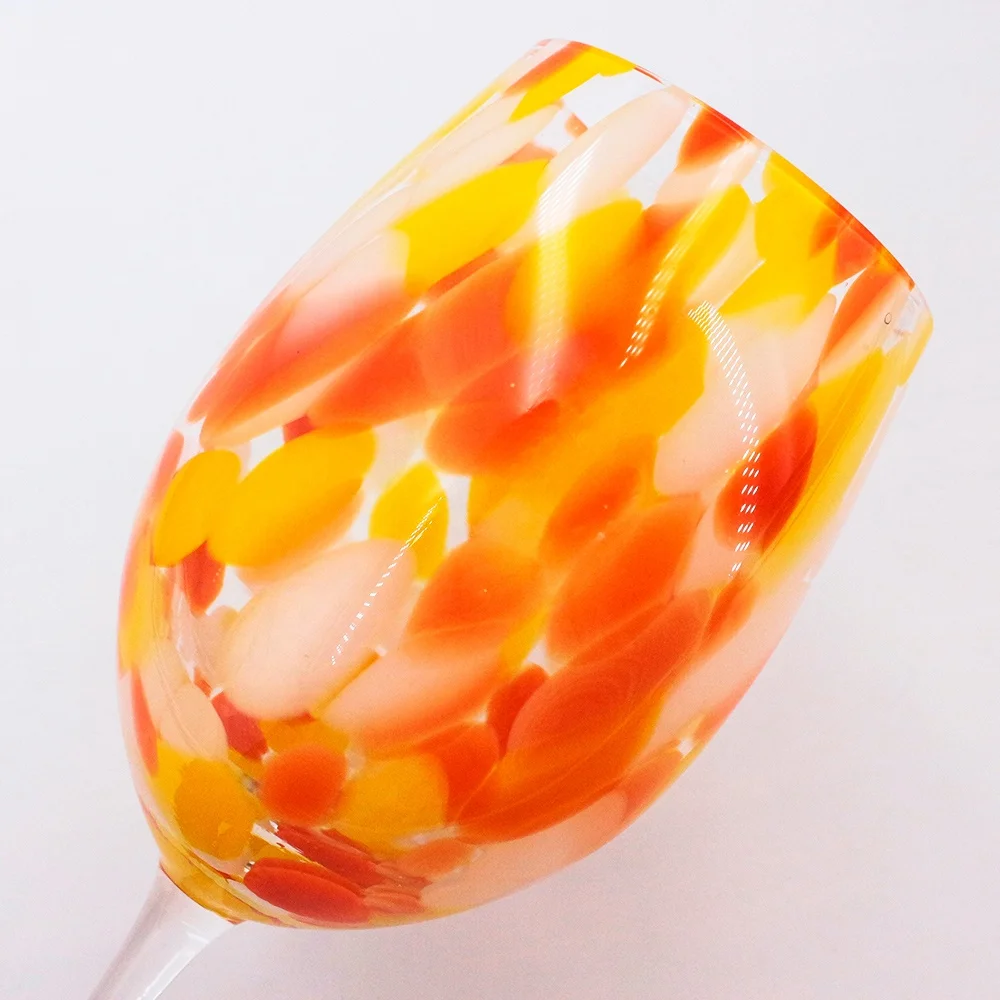 LANGXU 600ml large long stem tortoise leopard print design wine glass set hand made wine glasses for party gift