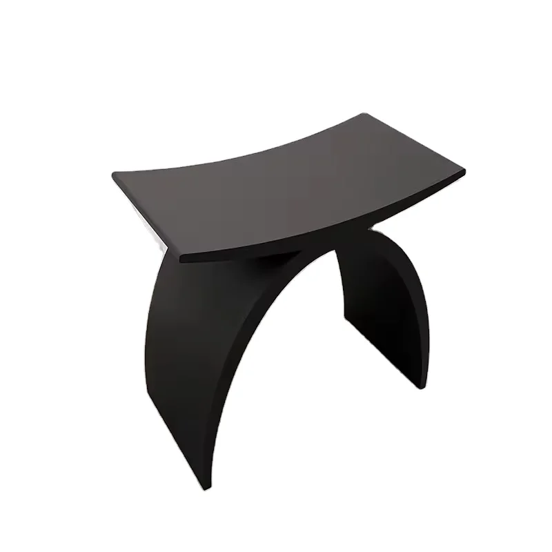 Modern Bath Bench Seat Solid Surface Acrylic Artificial Stone White Black Brushed Wall Niche Accessory Shower Room Accessory