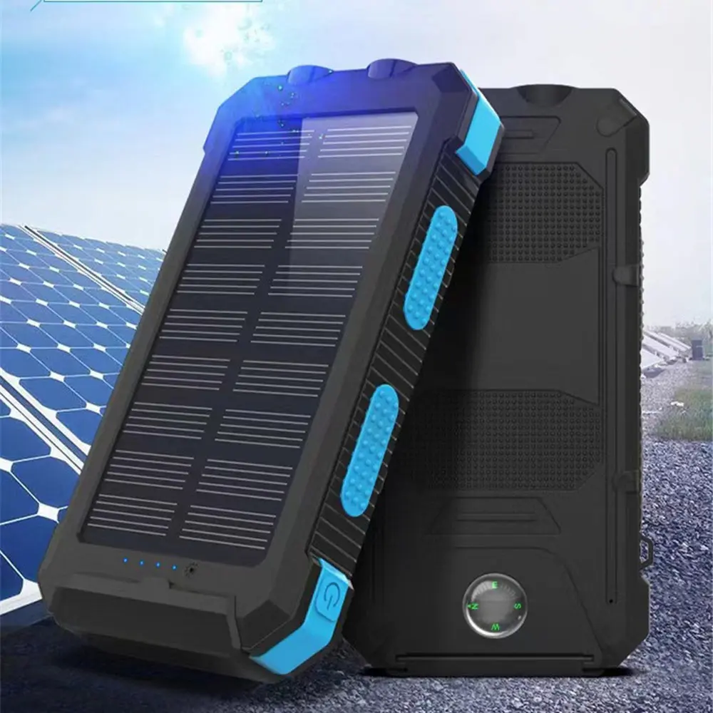 Открытый солнечный Power Bank 10000 мАч 8000 мАч компас портативное зарядное устройство со скрытым держателем мобильного телефона