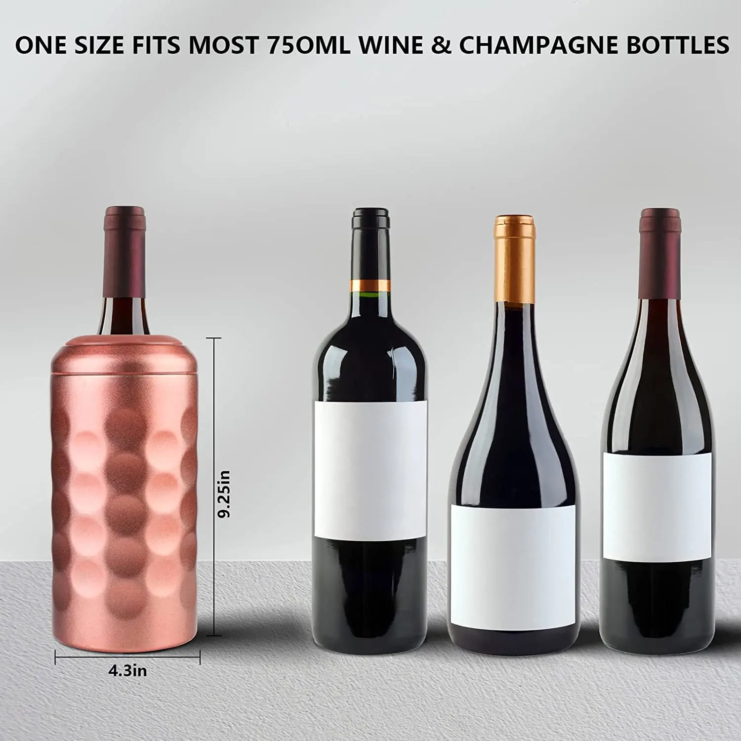 Luxury Portable Full Size One Wine Bottle Chiller Insulated Wine Ice Cooler Black And Gold Stainless Steel Wine Chiller Bottle