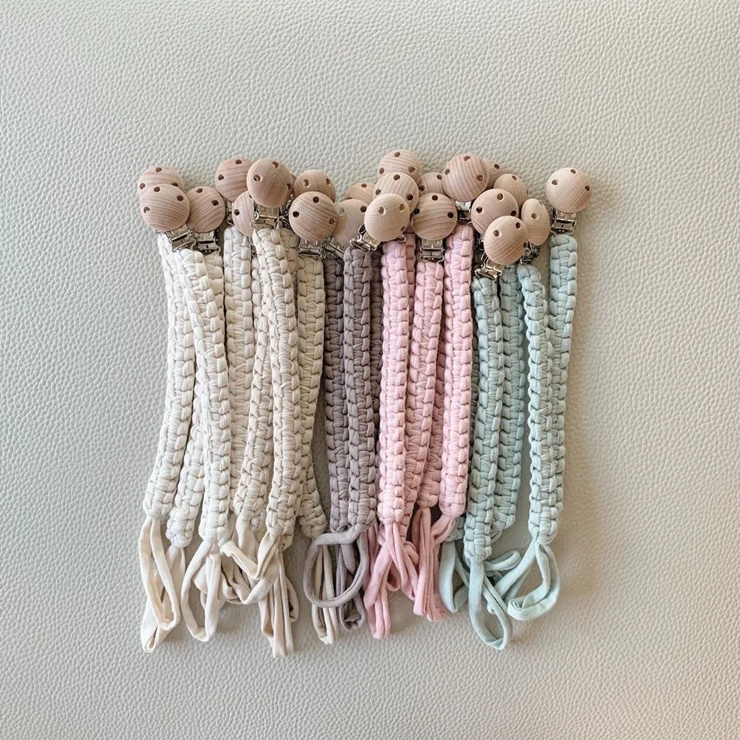 Cotton Macrame Pacifier Clips Chain Dummy Clip Pacifier Holder Nipple Soother Chain Infant Baby Feeding Baby Accessories