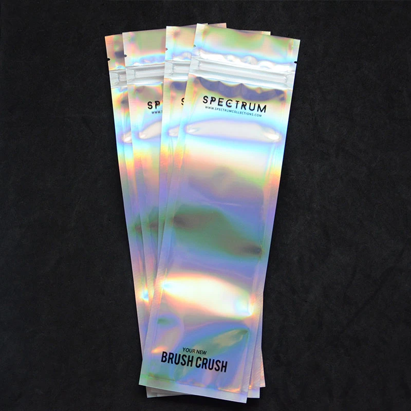 
11*16CM shiny beautiful Holographic rainbow color Cosmetic scissors Laser aluminum foil bags 