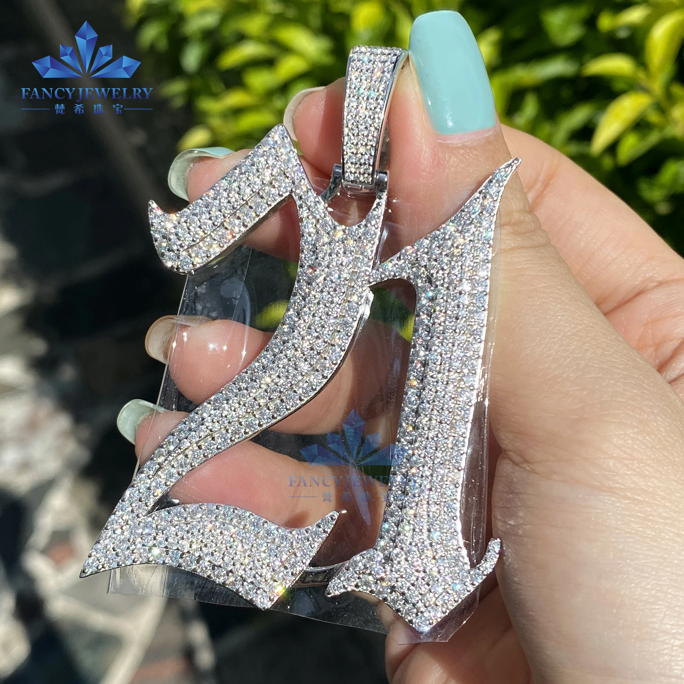 Fashion Design HipHop Style 925 Sterling Gold Plated Silver Iced Out Number Moissanite Pendant For Gift Party