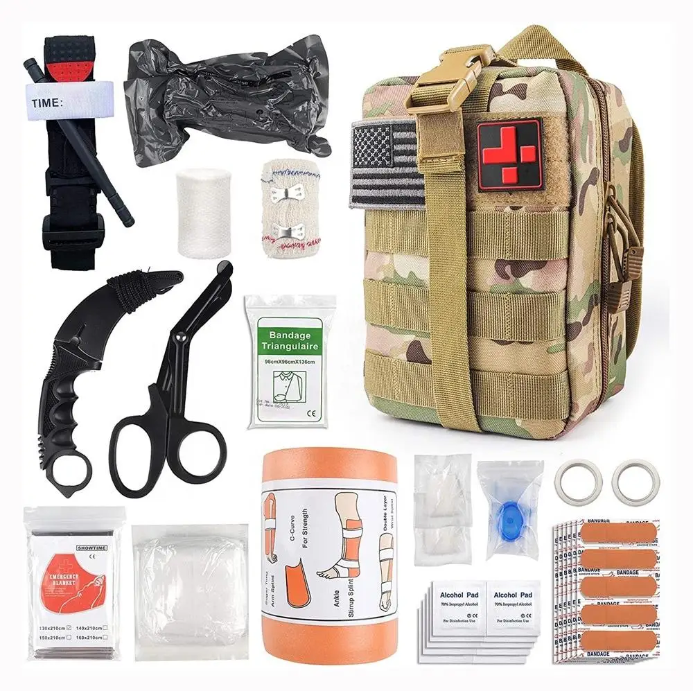 Emergency Medical Tactical Trauma Outdoor Camping Hiking Portable 90 Pieces First Aid Kit Bag