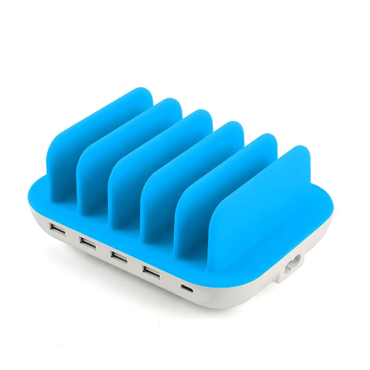 
50W 5-Port USB Charging Station Organizer for Multiple Devices, Fast Charging Station with ETL FCC CE Certification 